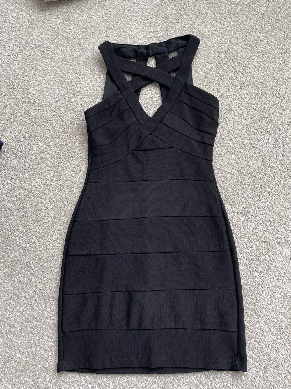 Women's Black Bodycon Cross-Strap Mini Dress
